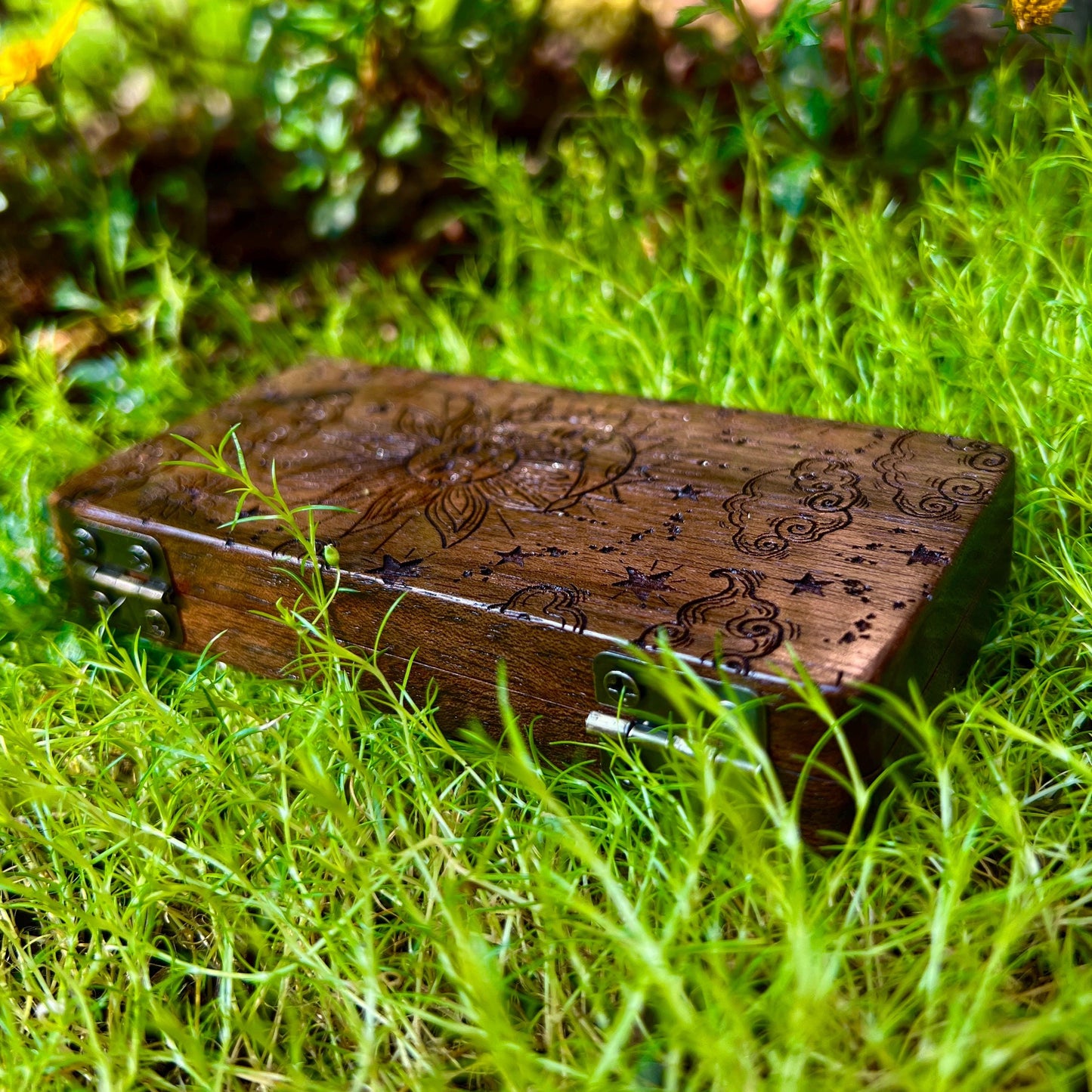 Celestial Walnut Stash Case