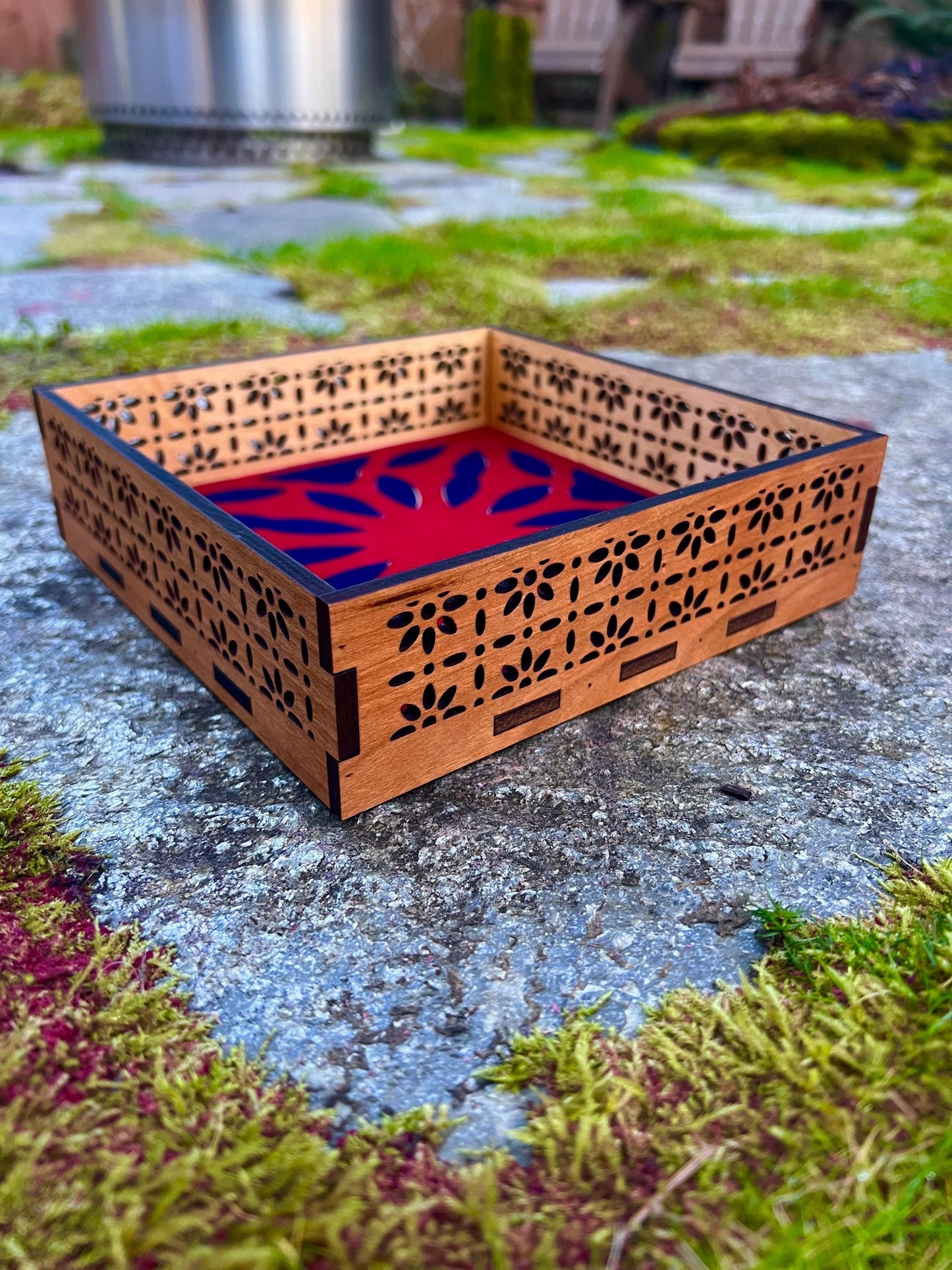 Dice Tray – Cherry Wood Dice Rolling Tray with Velvet Lining | D&D RPG Tabletop Gaming Accessory