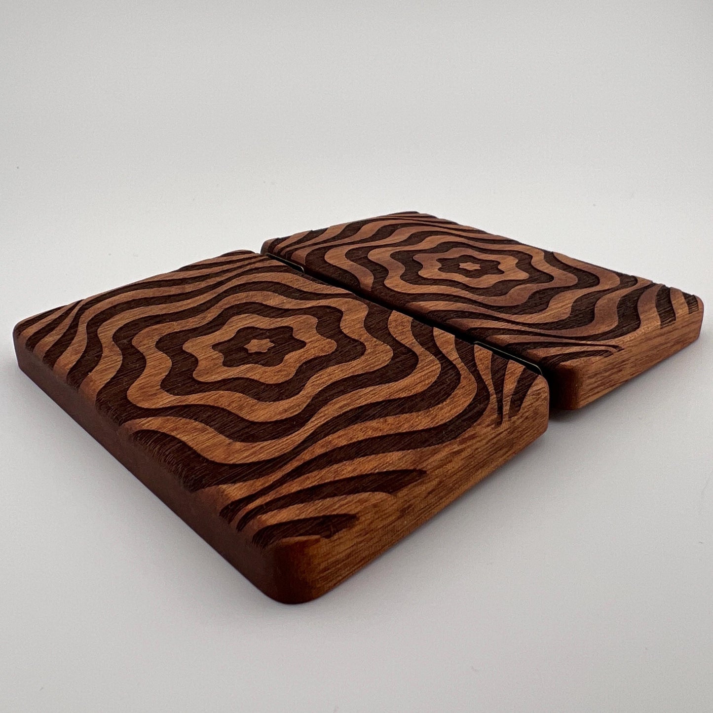 Wavy Sapele Wood Stash Case with Bronze Hinges