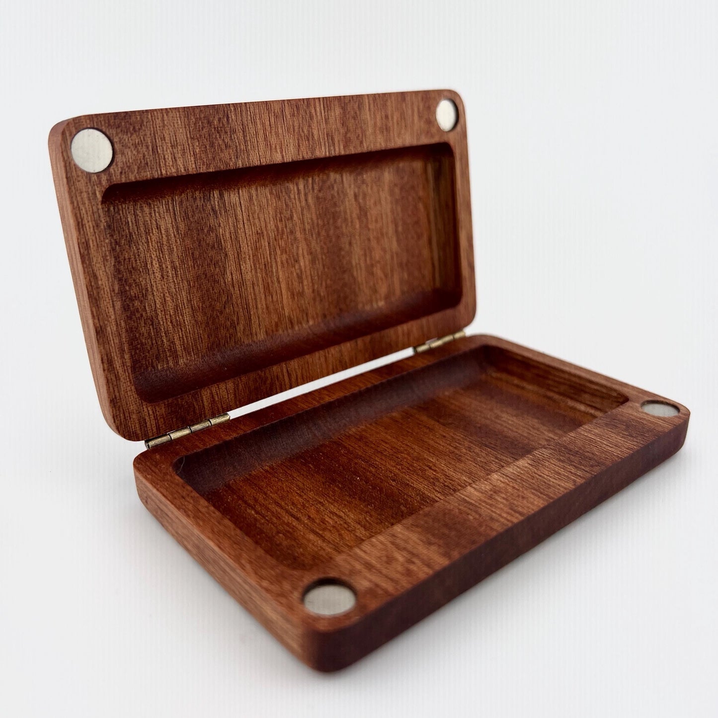 Floral Sapele Wood Stash Case with Bronze Hinges