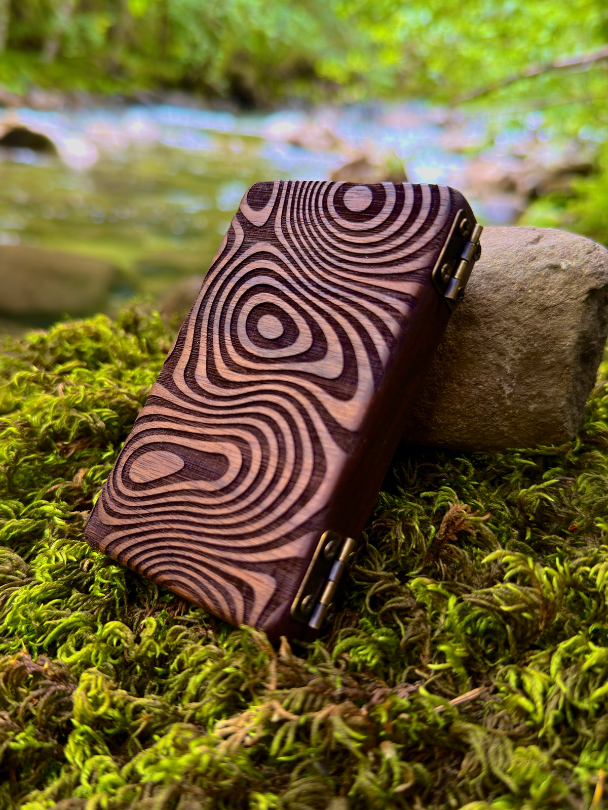 Wavy Walnut Wood Stash Case