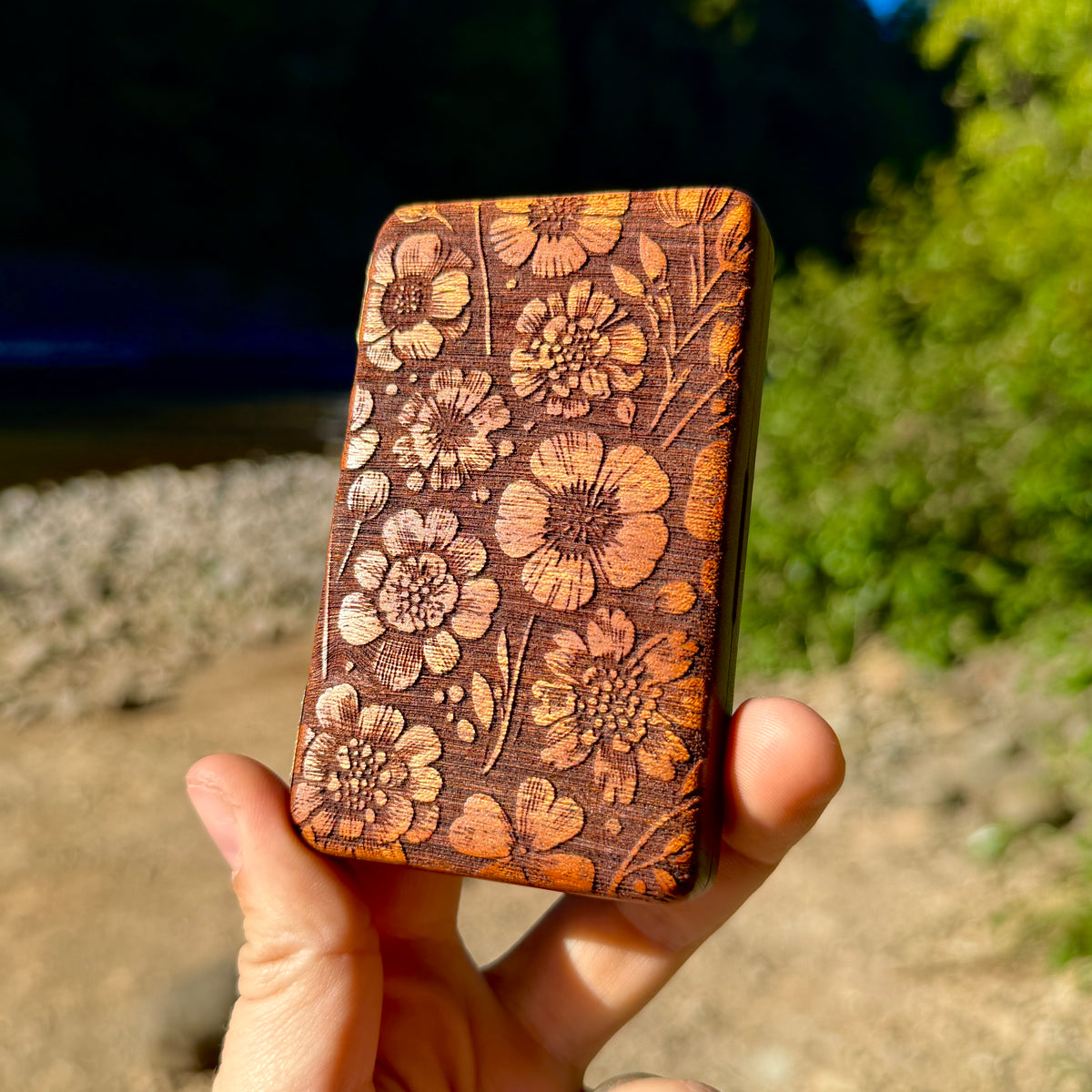 Wildflower Sapele Wood Stash Case