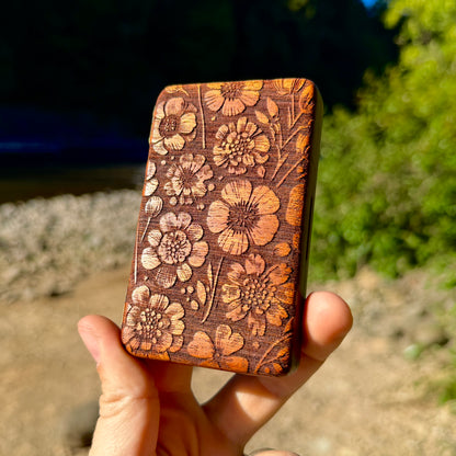 Wildflower Sapele Wood Stash Case