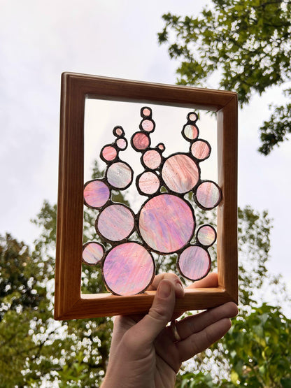 Handmade Iridescent Stained Glass Bubbles - Wooden Frame