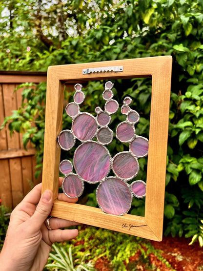 Handmade Iridescent Stained Glass Bubbles - Wooden Frame