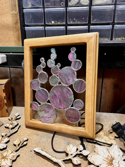 Handmade Iridescent Stained Glass Bubbles - Wooden Frame