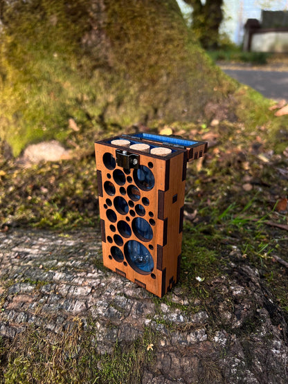 Wooden Stash Case with Glass Tubes