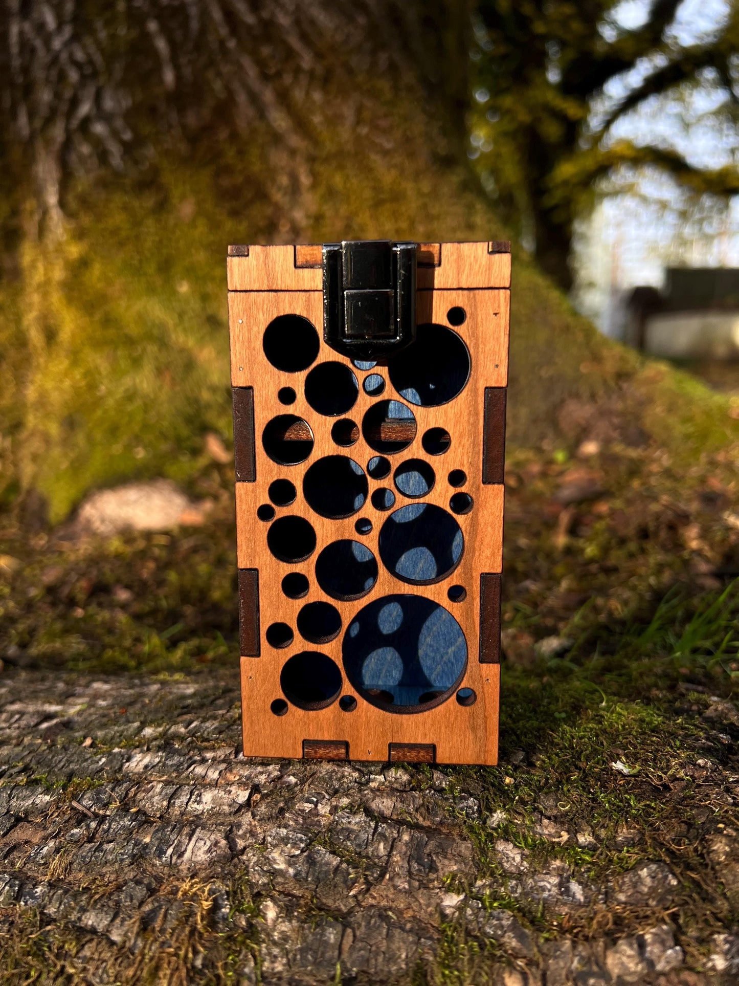 Wooden Stash Case with Glass Tubes