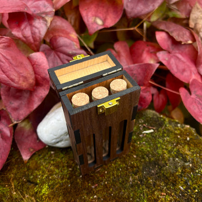 Wooden Stash Case with Glass Tubes