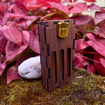 Wooden Stash Case with Glass Tubes