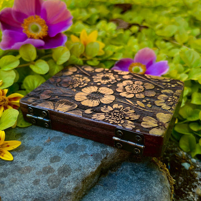 Floral Walnut Cigarette Case