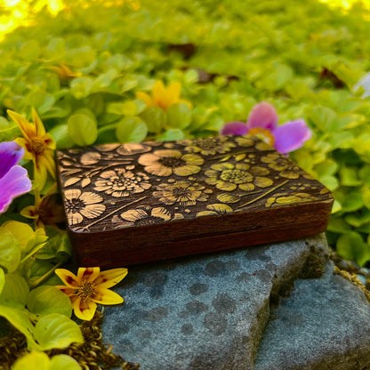 Floral Walnut Cigarette Case