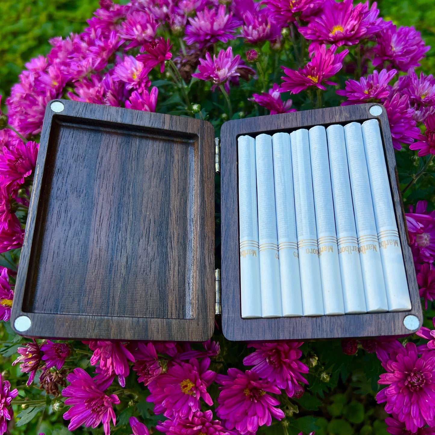 Floral Walnut Cigarette Case