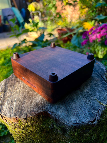 Walnut Sun & Moon Jewelry Box – 5x5in with Blue Velvet Lining
