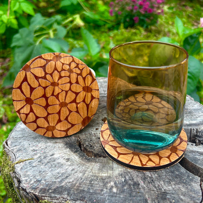 Groovy Floral Coasters - Set of 2