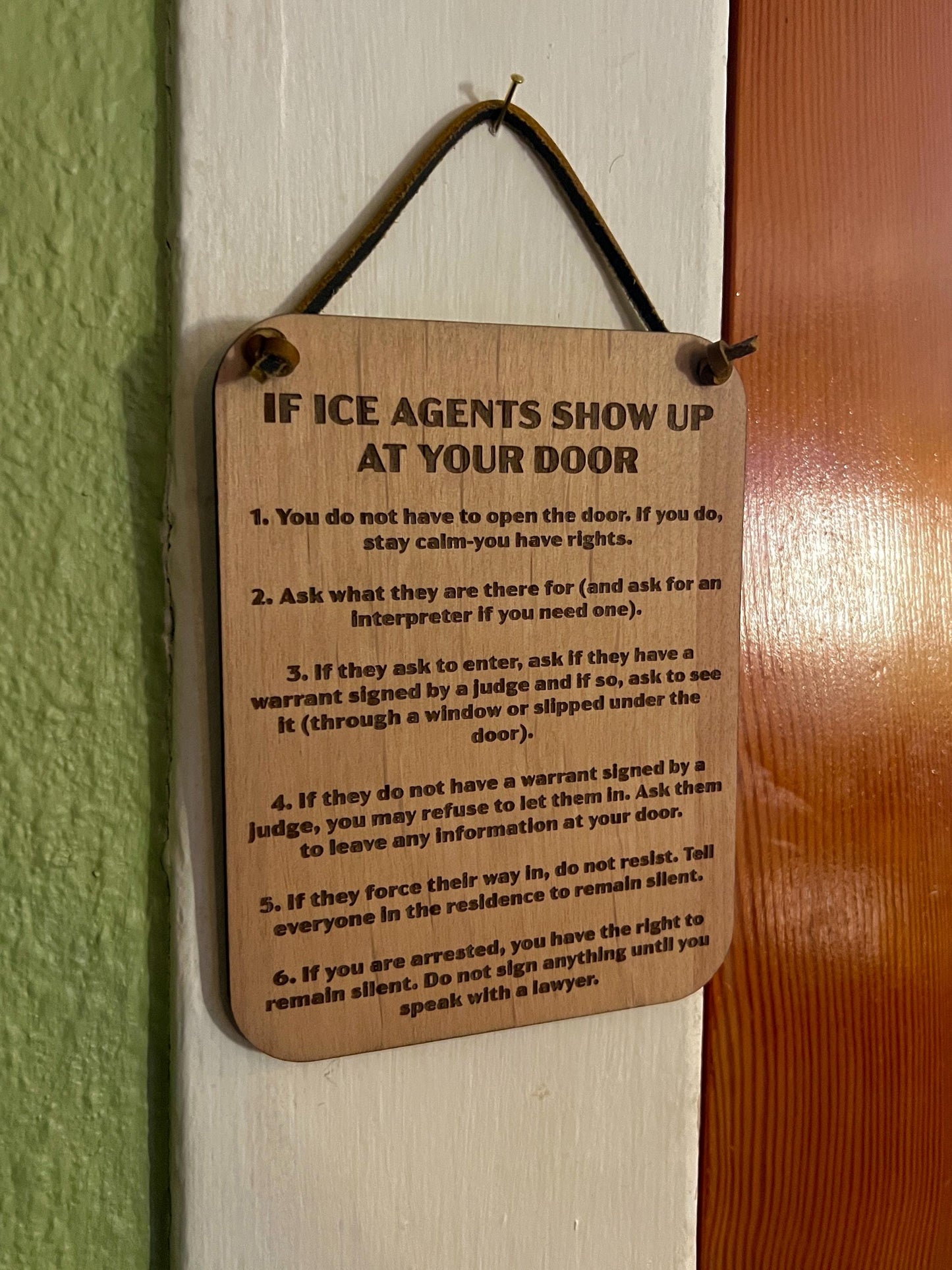Know Your Rights Against ICE – Door & Entry Sign