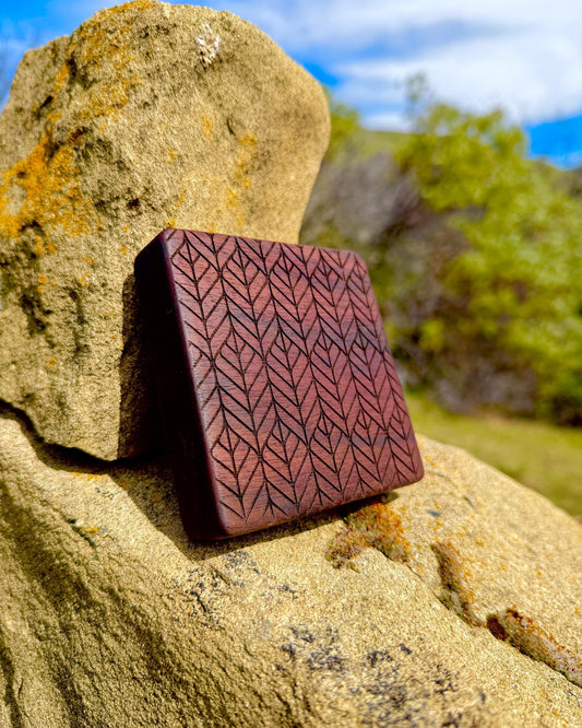 Handmade Walnute Pocket Mirror / Palette Box With Magnetic Makeup Tray