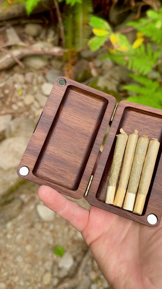 Wavy Walnut Wood Stash Case